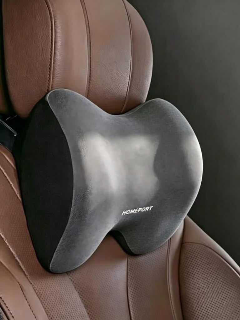 HOMEPORT Ergonomic Car Neck & Lumbar Support Pillow – Premium Memory Foam Cushion for Driving Comfort